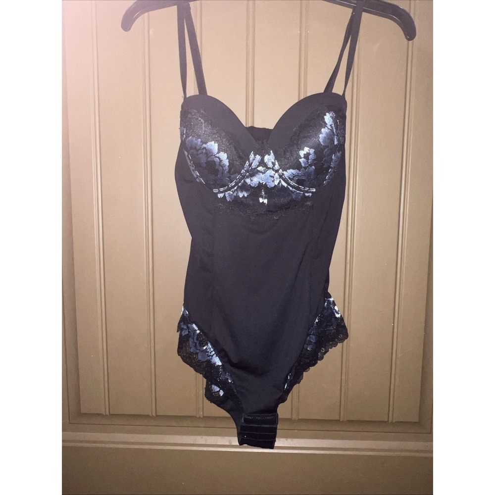 Naomi Nicole Shaping Camisole Bodysuit Black And Blue Medium Size